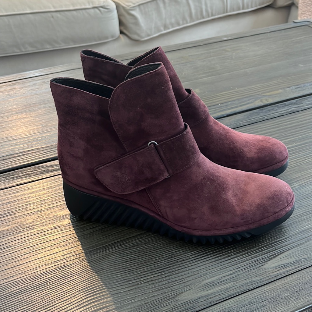 New Fly London Burgundy Wedge Booties 37 41 42